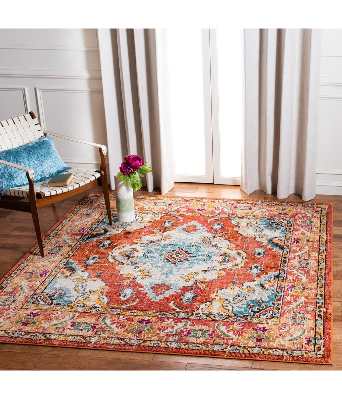  Safavieh Monaco 243 Orange/Light Blue Rug - Orange/Light Blue - Bonton