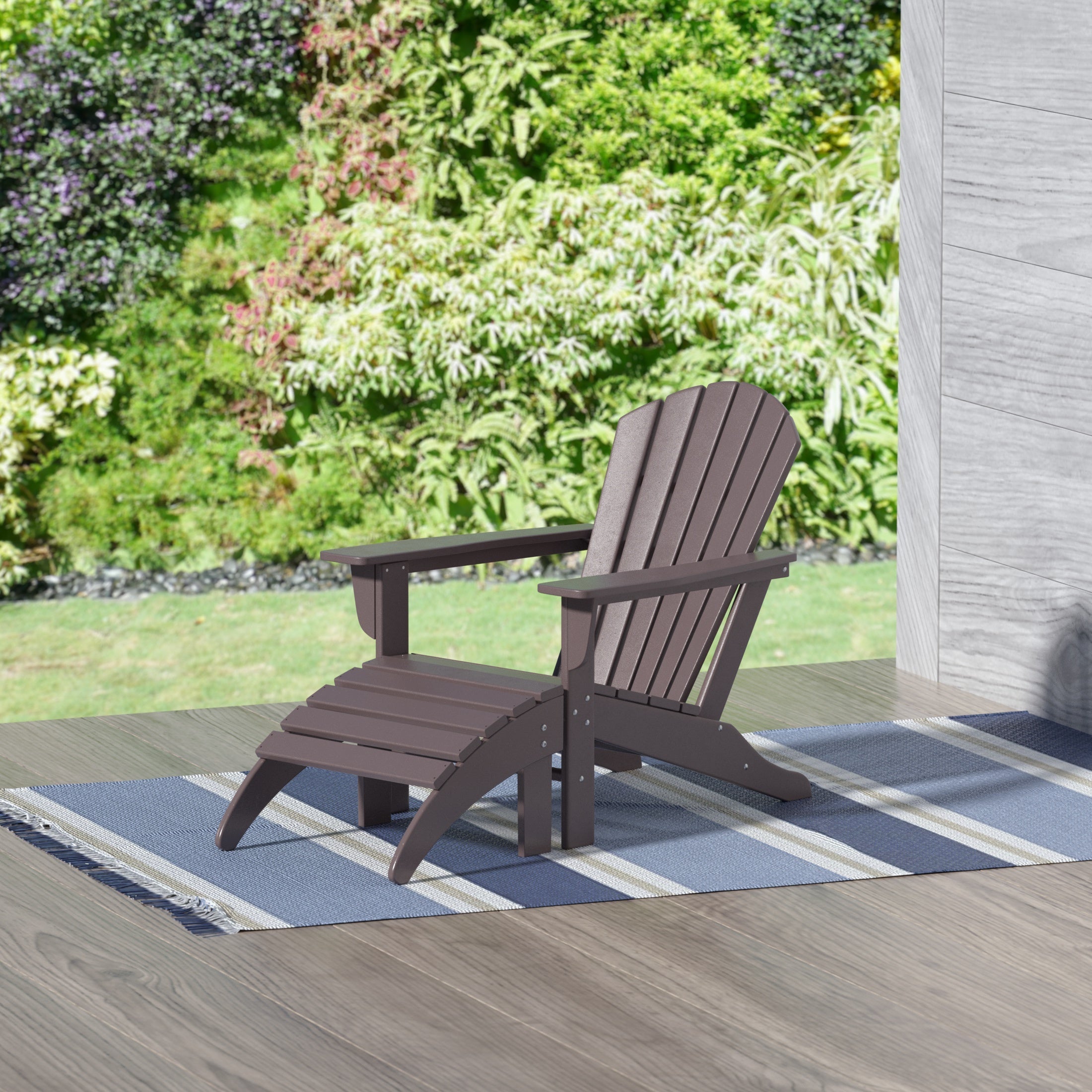  Westin Furniture Altura Outdoor Adirondack Chair with Ottoman 2-Piece Set - Dark Brown - Bonton