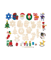 Works of Ahhh... Wood Painting Kit - 12 Holiday Ornaments Multi