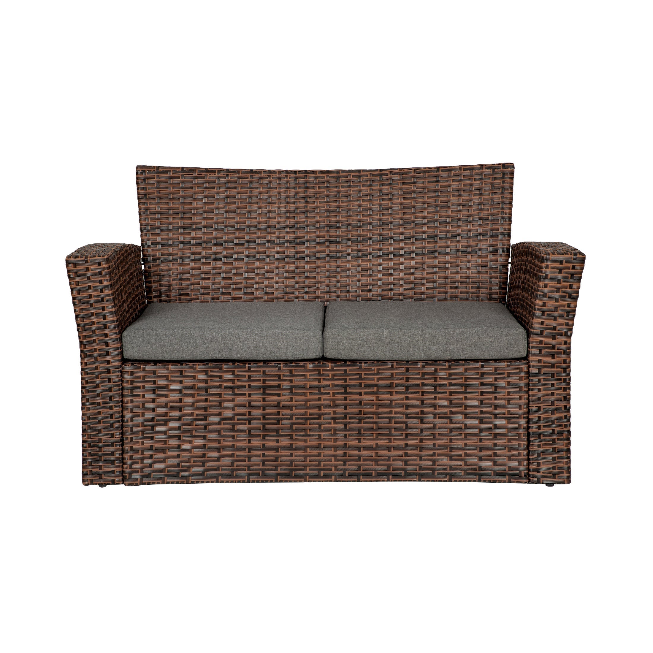  Westin Furniture 4-Piece Conversation Outdoor Patio Sofa Set with Cushions - Brown/Beige - Bonton