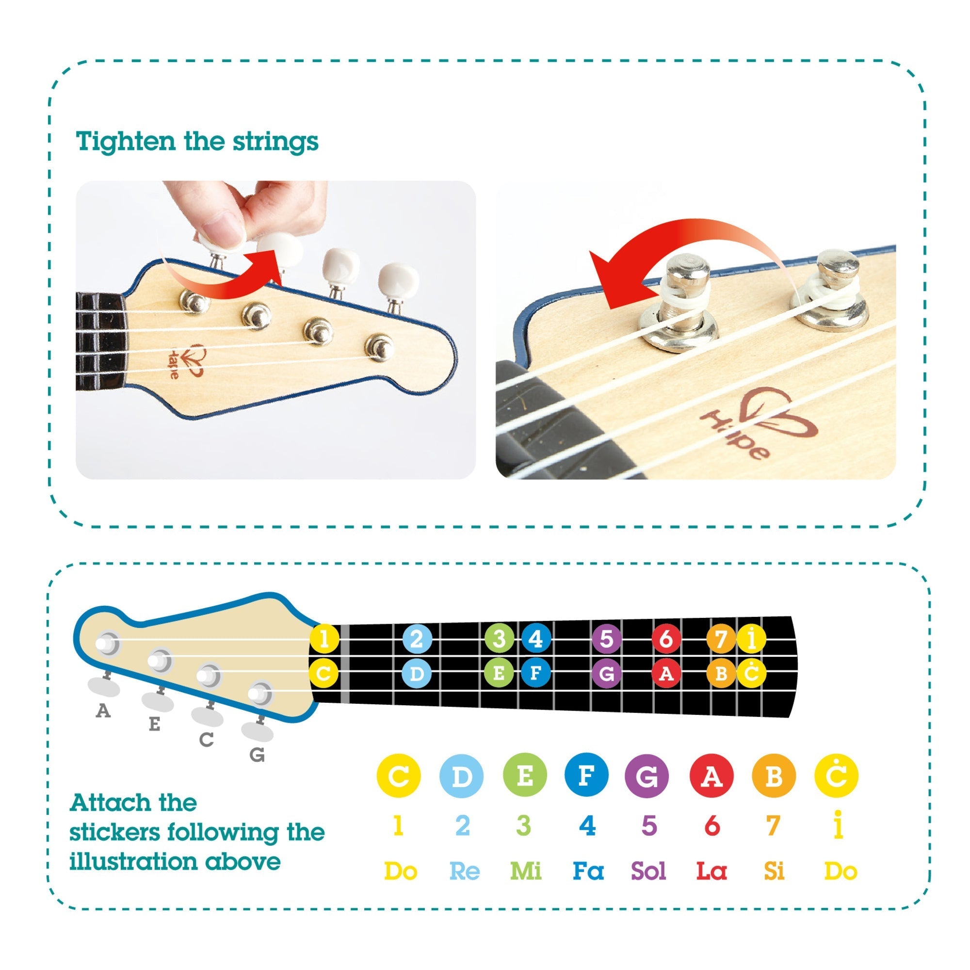  Hape Hape Learn With Lights Kid's Electronic Ukulele in Blue - Multi - Bonton