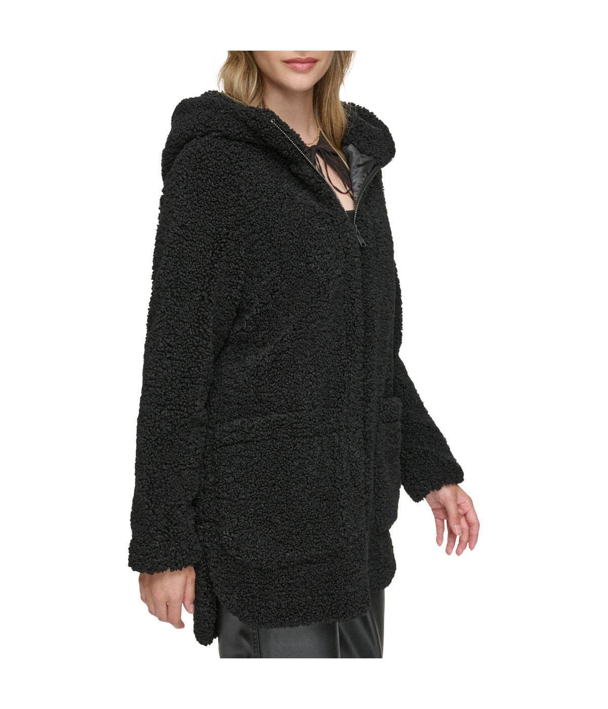  ANDREW MARC Seneca Faux Sherpa Zip Jacket Black - Black - Bonton