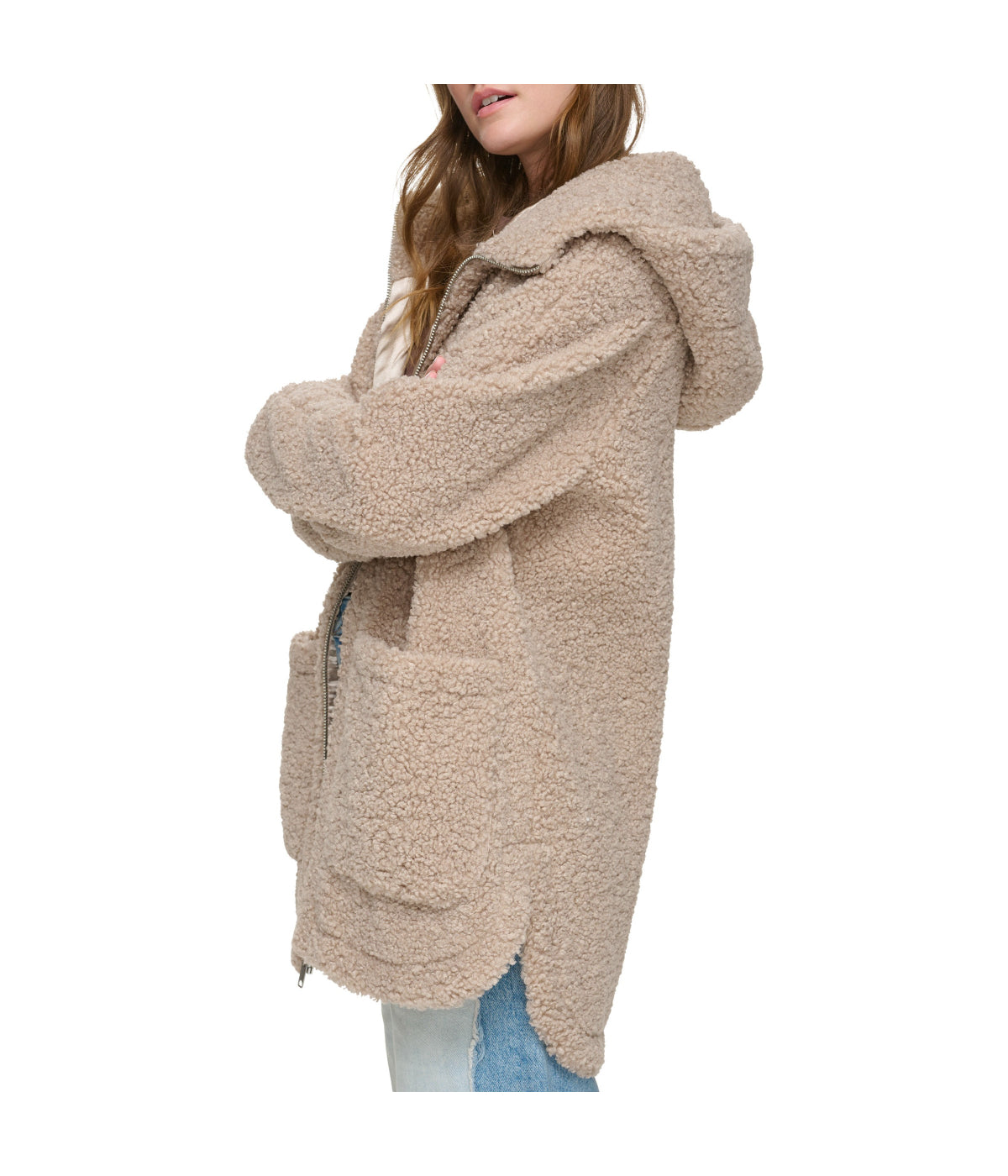  ANDREW MARC Seneca Faux Sherpa Zip Jacket Mushroom - Mushroom - Bonton