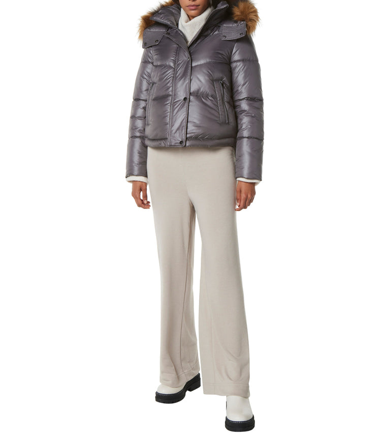 Minna Faux Down Fill Lacquer Puffer Pavement BONTON