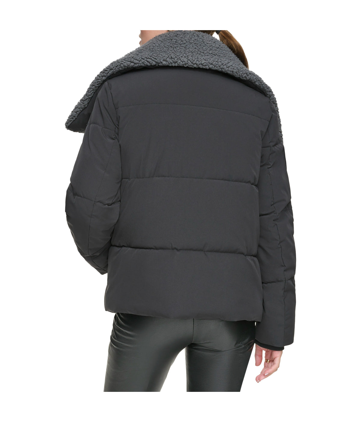  ANDREW MARC Valencia Water Resistant Faux Shearling Lined Puffer Black - Black - Bonton