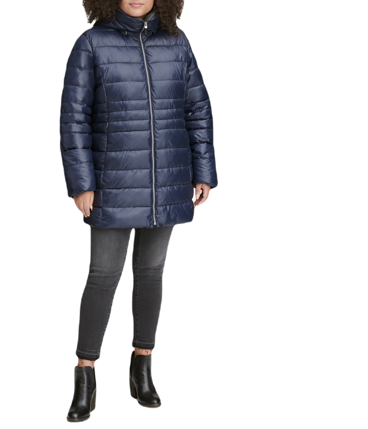  ANDREW MARC Windsor Faux Parka Plus Size Navy - Navy - Bonton