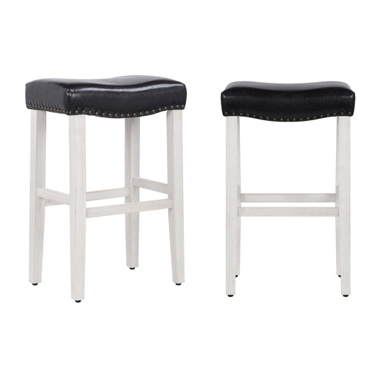 29" Upholstered Saddle Seat Bar Stool, Set of 2