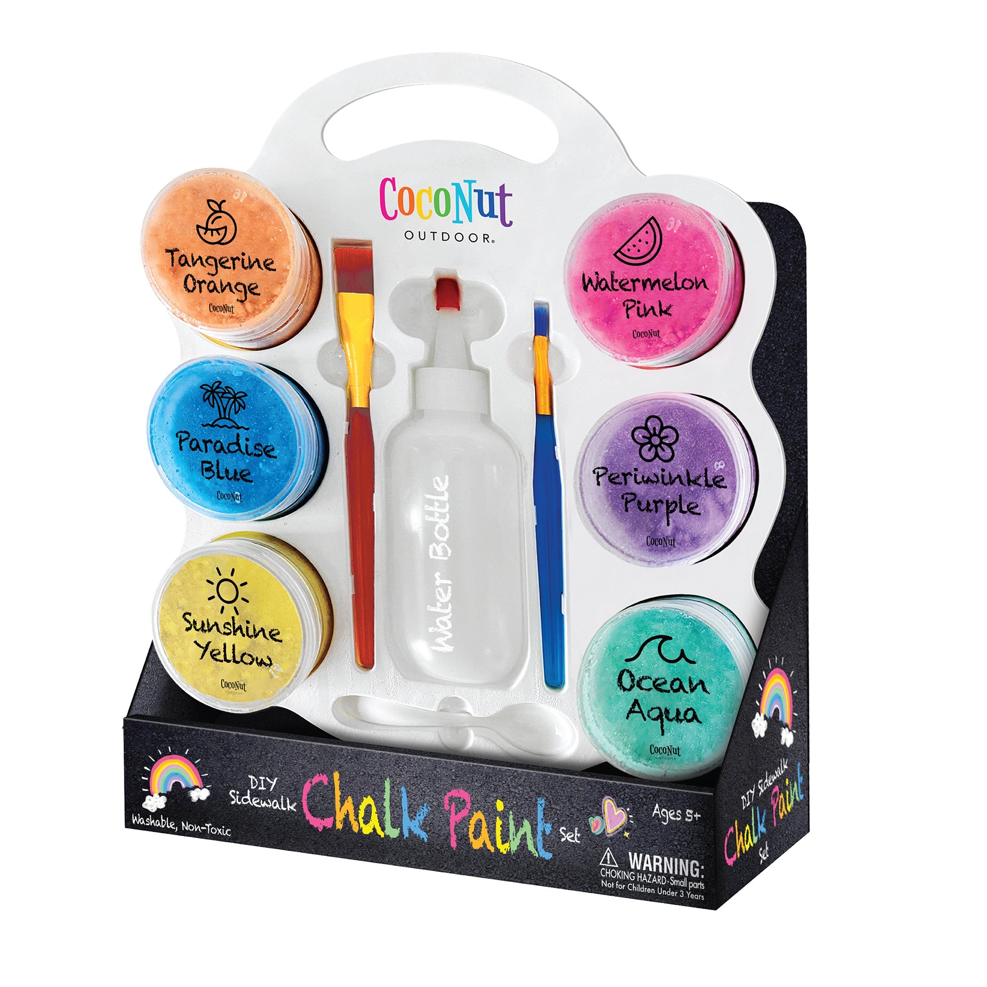  Salus Brands CocoNut Outdoor: Chalk Paint Set: DIY Sidewalk Chalk Kit & 6pk Refill - Non-Toxic, Washable Powdered Chalk, Create Colorful Artwork, Kids Ages 3+ - Multi - Bonton