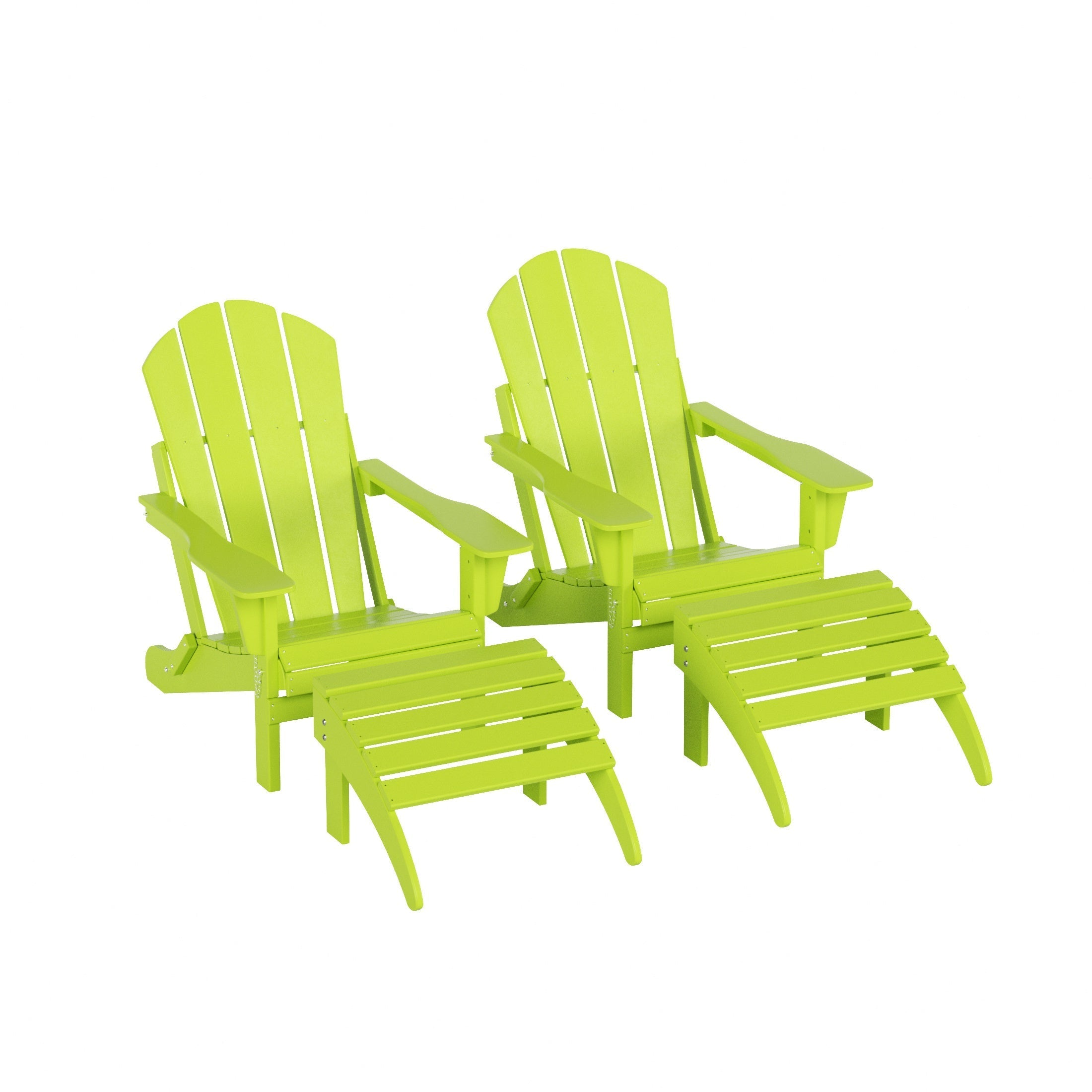  Westin Furniture 4-Piece Adirondack Conversation Chair with Footrest Ottoman Set - White - Bonton