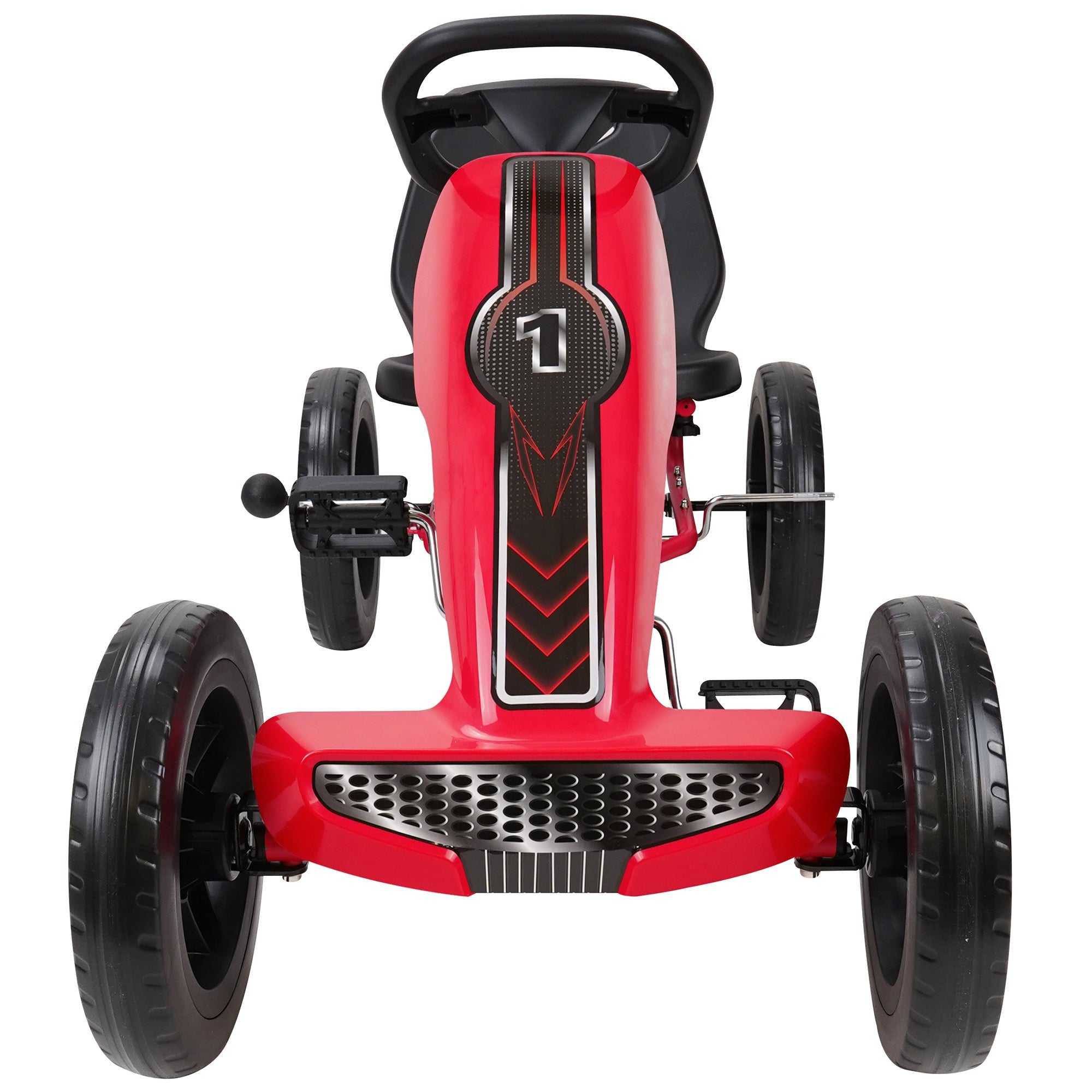  509 Crew Race Z Pedal Go Kart - Red - Kids, Sporty Graphics on The Front Fairing, Adjustable Bucket Seat, 4 Spoke Rims w/ 12