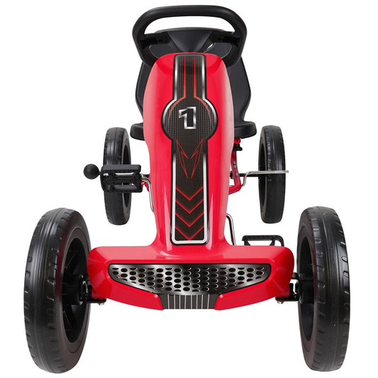 Race Z Pedal Go Kart - Red - Kids, Sporty Graphics on The Front Fairing, Adjustable Bucket Seat, 4 Spoke Rims w/ 12" EVA Wheels, Sporty Steering Wheel, Kids Go Kart Ages 4+-Multi-One Size-2