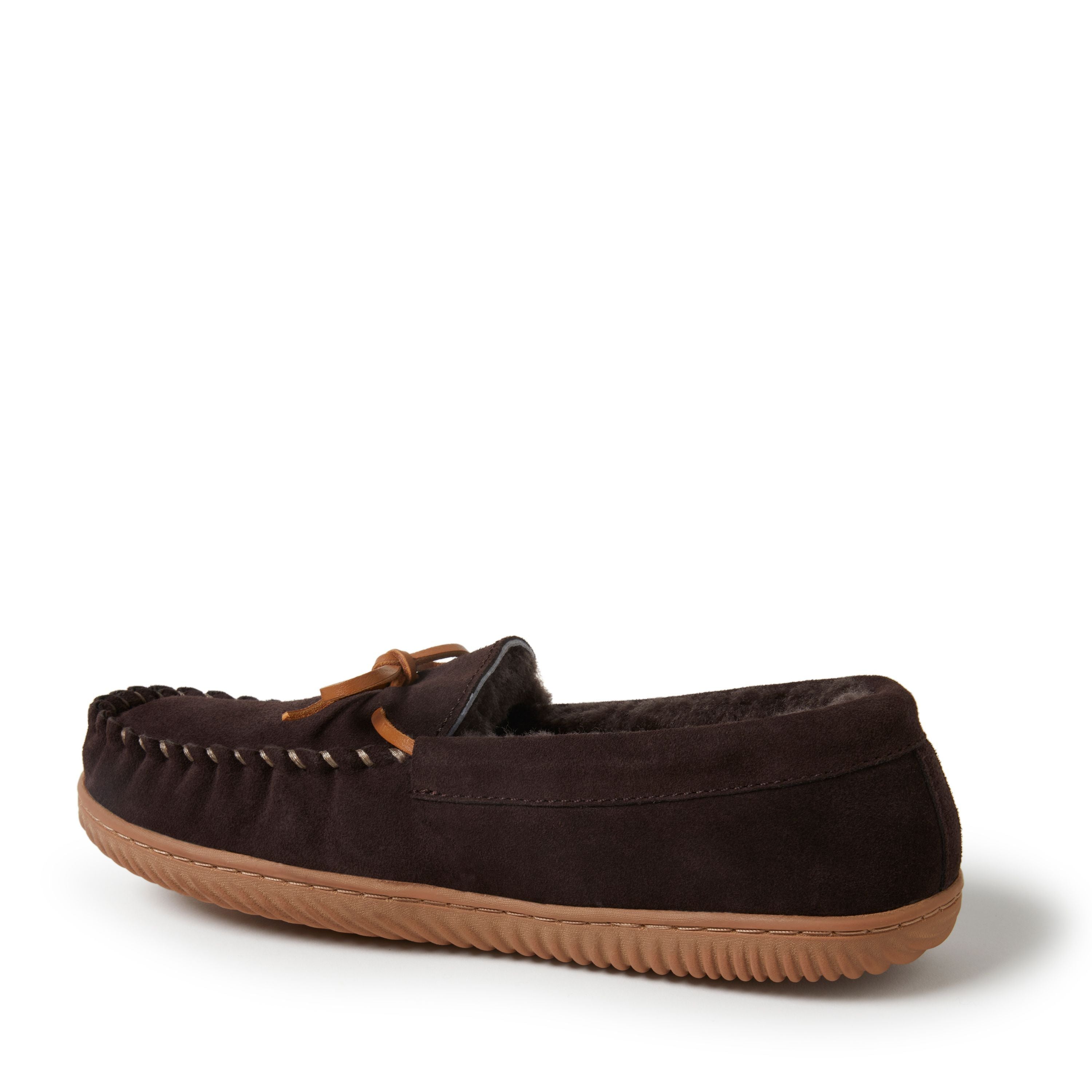  Dearfoams Fireside by Men's Nelson Bay Shearling Indoor/Outdoor Moccasin Slipper - Coffee - Bonton