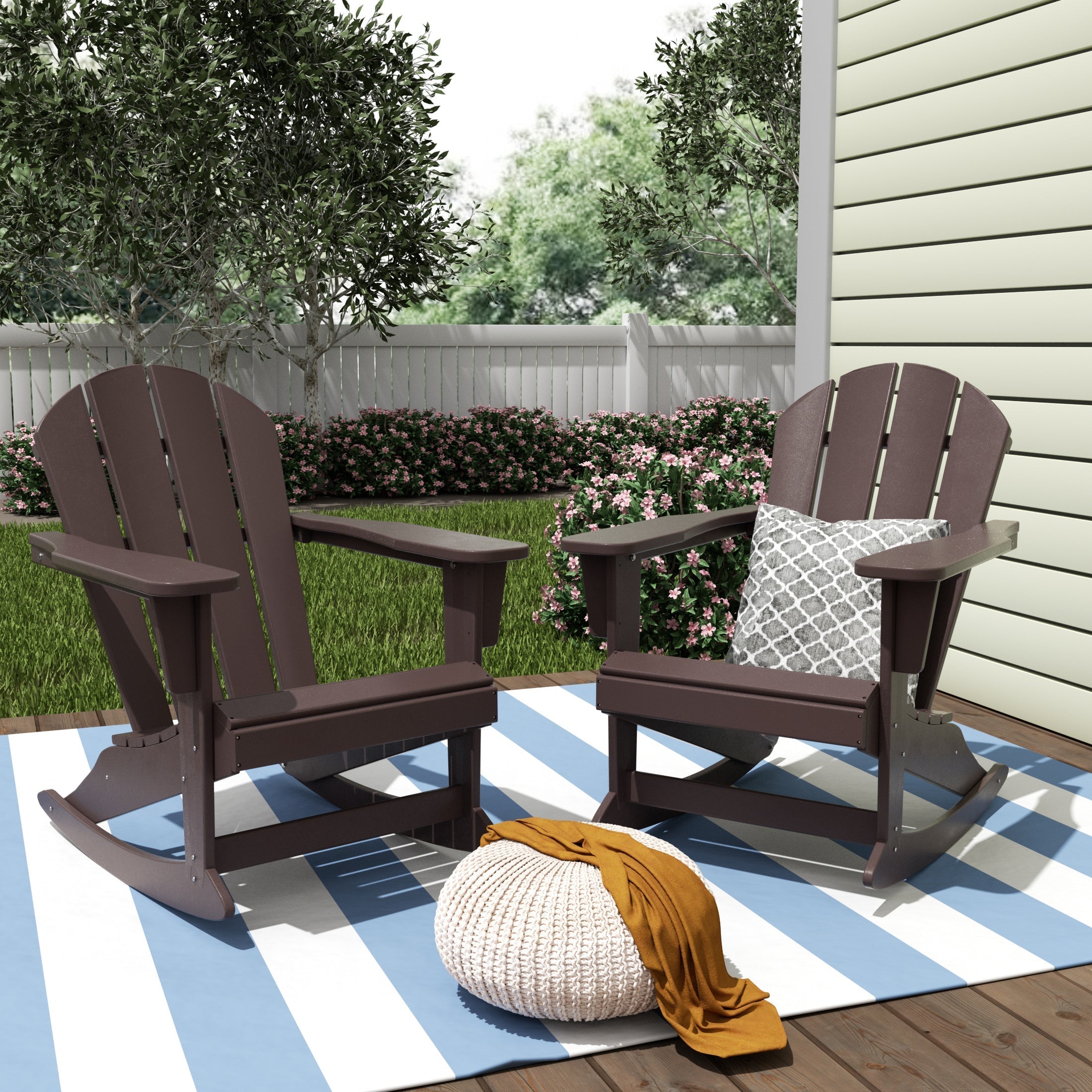  Westin Furniture Outdoor Patio Porch Rocking Adirondack Chair, Set of 2 - Gray - Bonton