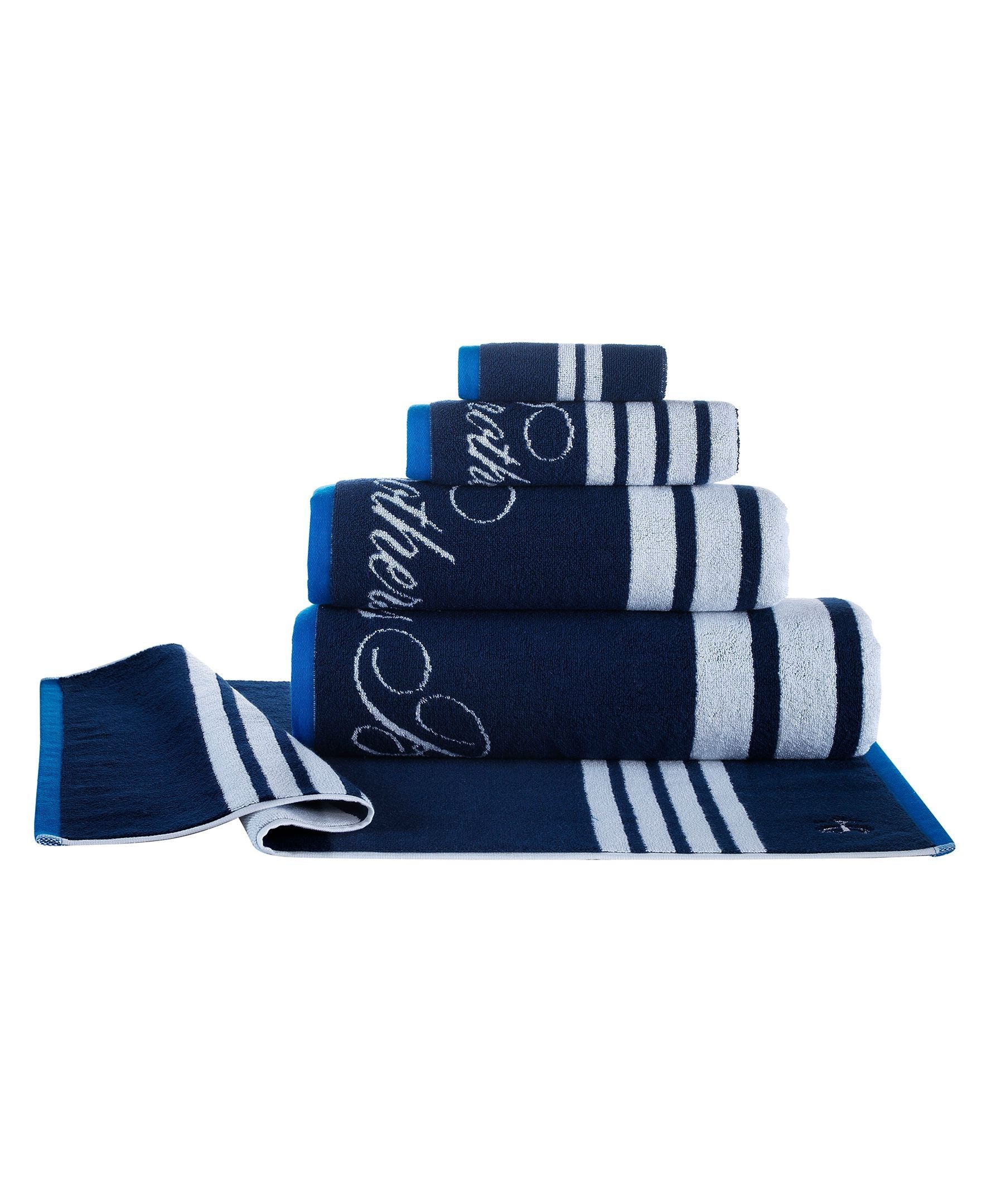  Brooks Brothers Nautical Blanket Stripe 2 Piece Hand Towel Set - Navy - Bonton