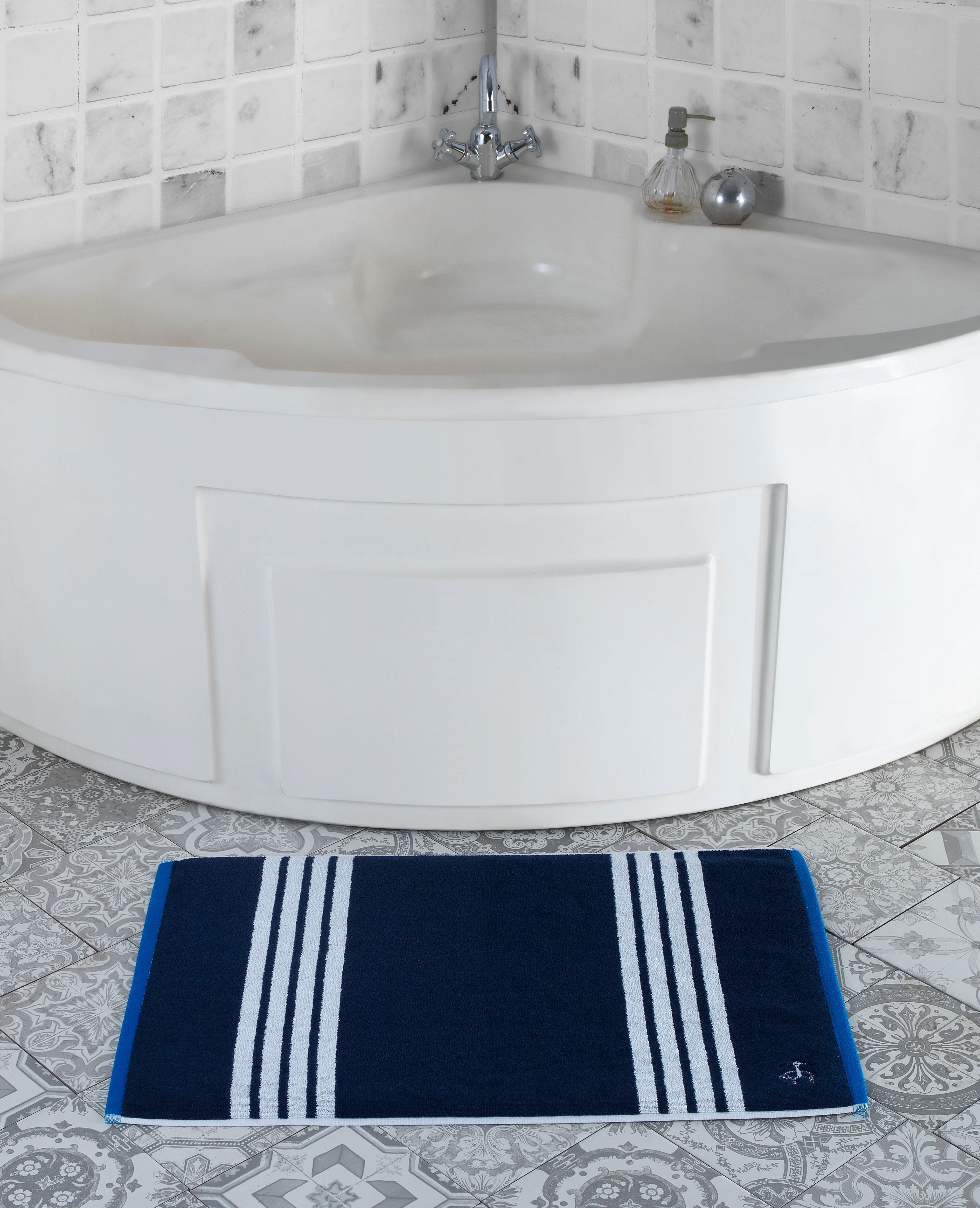  Brooks Brothers Nautical Blanket Stripe Bath Mat - White - Bonton