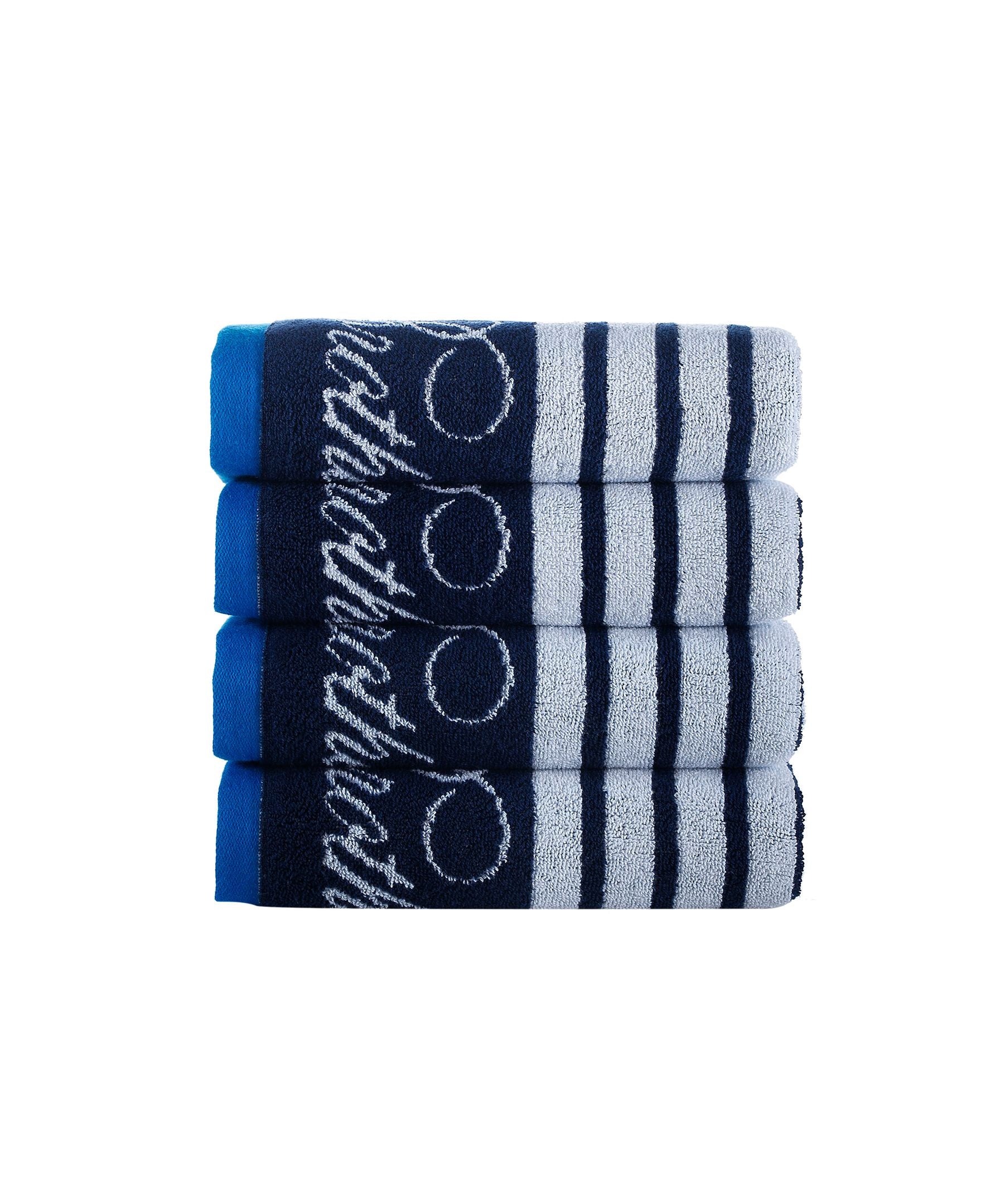  Brooks Brothers Nautical Blanket Stripe 4 Piece Hand Towel Set - White - Bonton