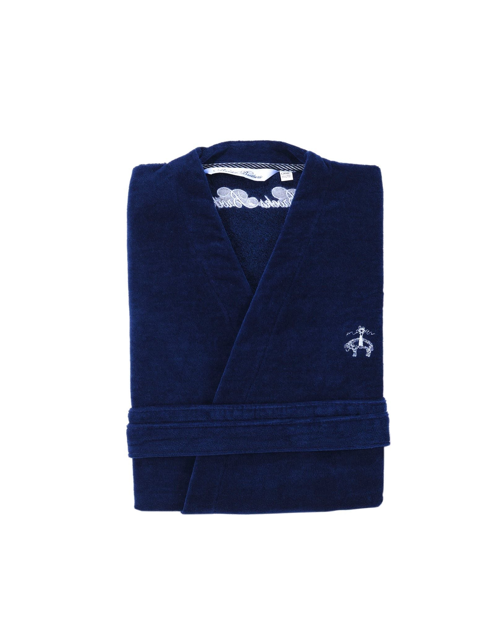  Brooks Brothers Nautical Blanket Stripe Bathrobe - Navy - Bonton