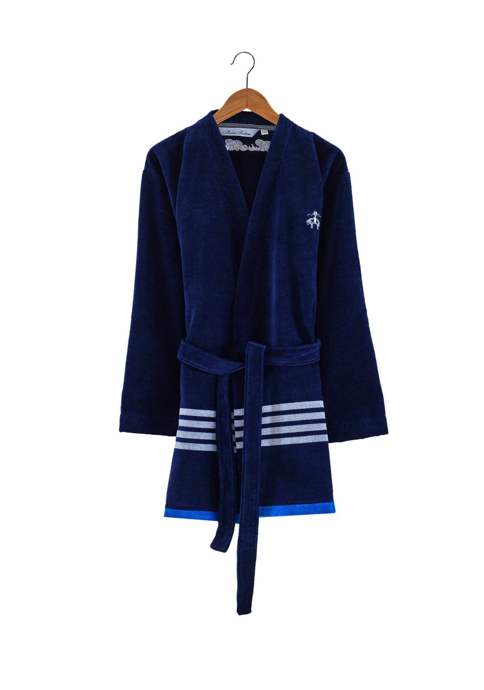  Brooks Brothers Nautical Blanket Stripe Bathrobe - Navy - Bonton