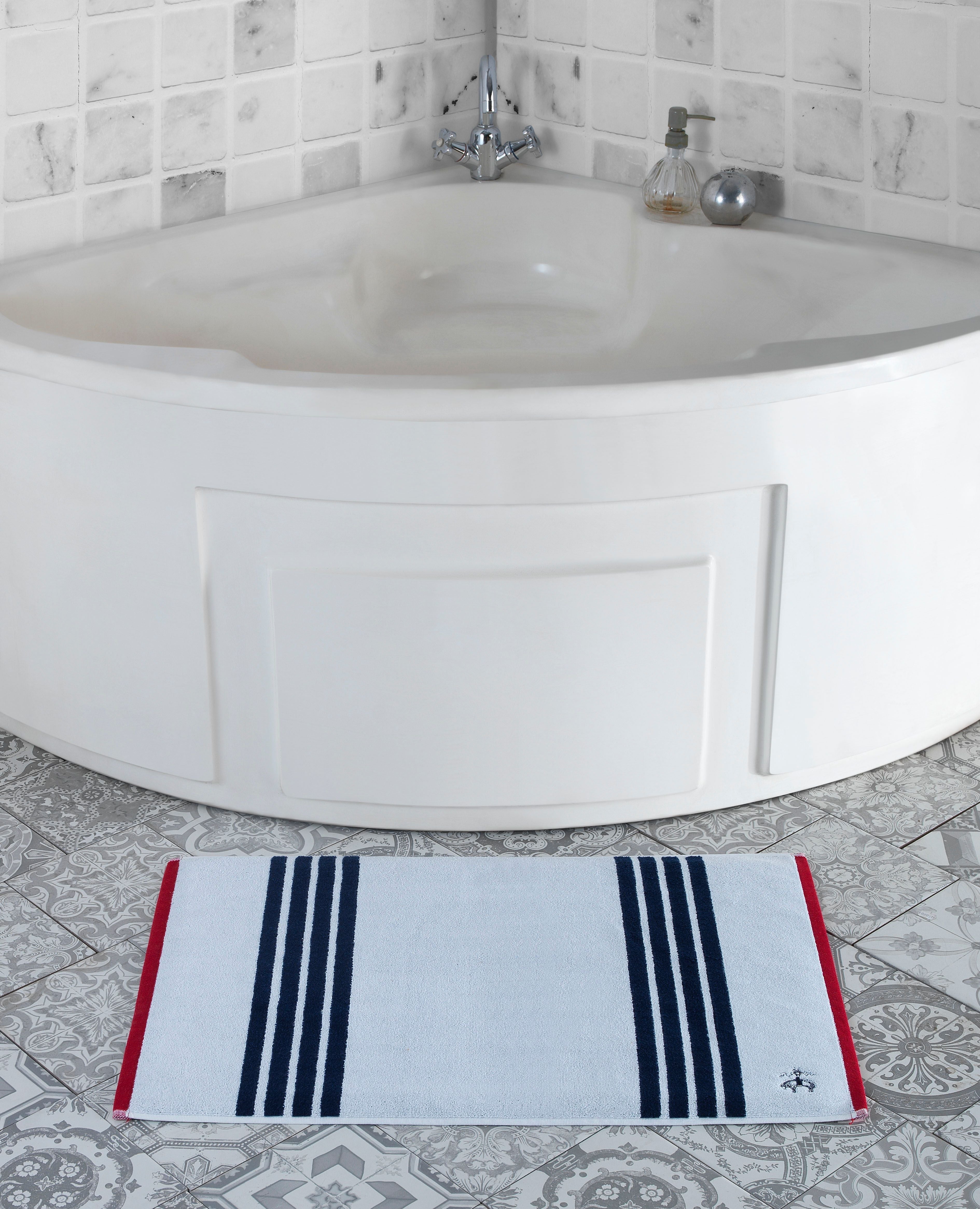  Brooks Brothers Nautical Blanket Stripe Bath Mat - Navy - Bonton