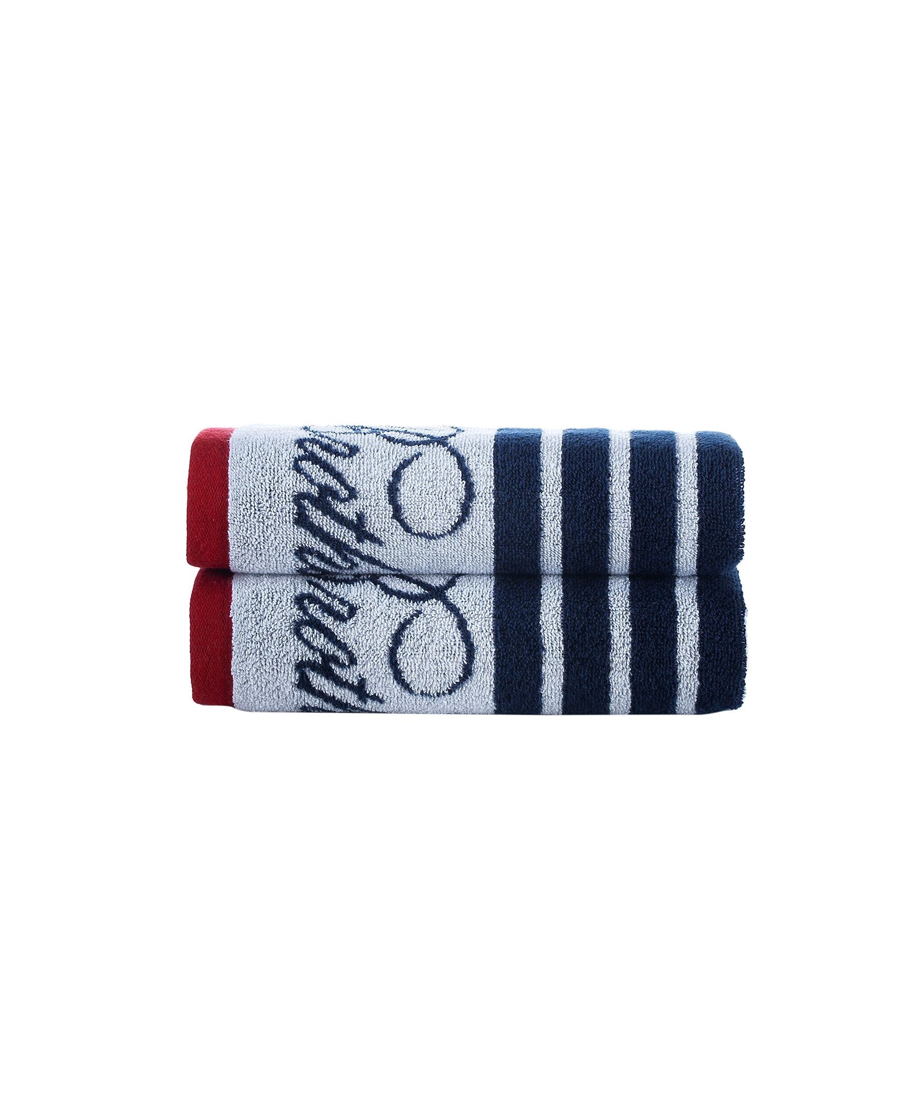  Brooks Brothers Nautical Blanket Stripe 2 Piece Hand Towel Set - White - Bonton