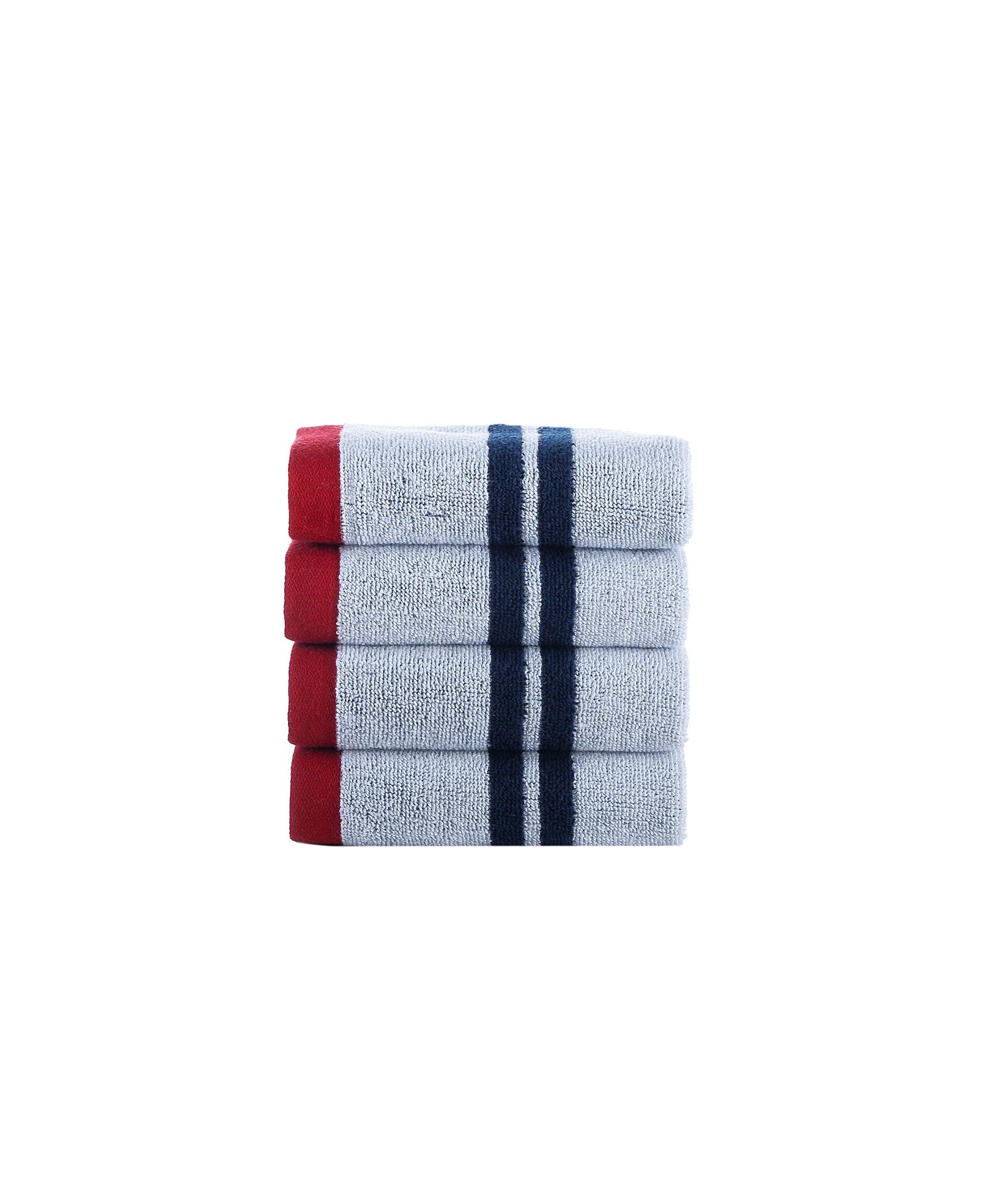  Brooks Brothers Nautical Blanket Stripe 4 Piece Wash Towel Set - White - Bonton