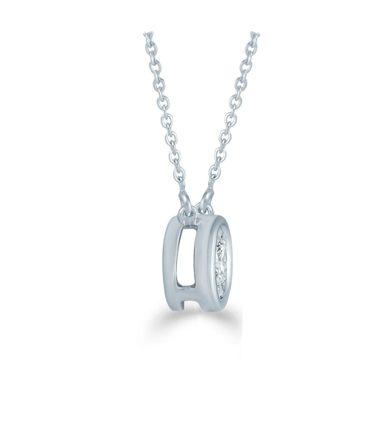  Kgs Jewels Inc 1/6 CTW Natural Diamond Solitaire Necklace in 14K Gold with Bezel Set - White - Bonton