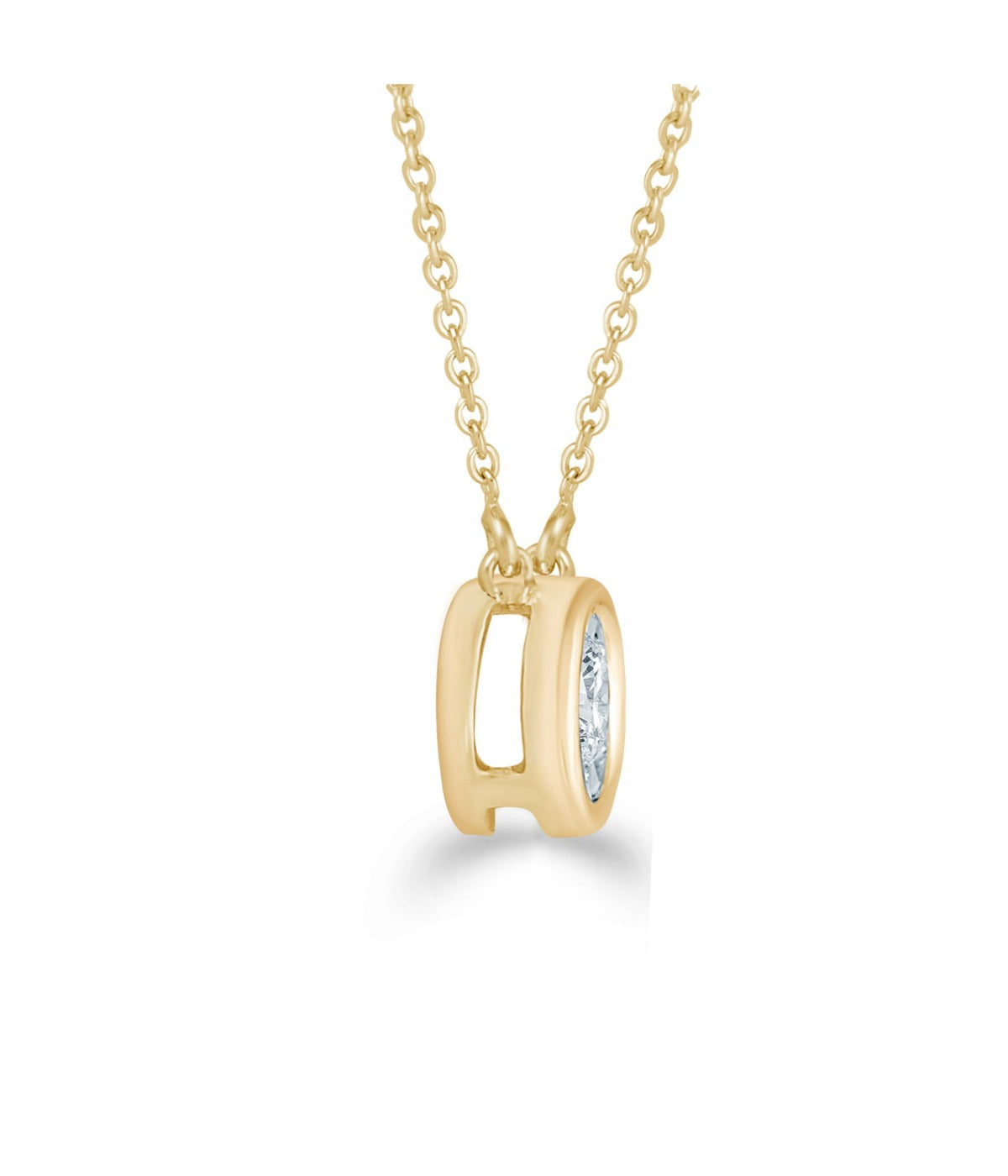  Kgs Jewels Inc 1/6 CTW Natural Diamond Solitaire Necklace in 14K Gold with Bezel Set - Yellow - Bonton