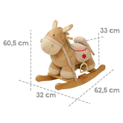 Children's Ride-on Rocking Horse in Solid Wood W/ Embroidery