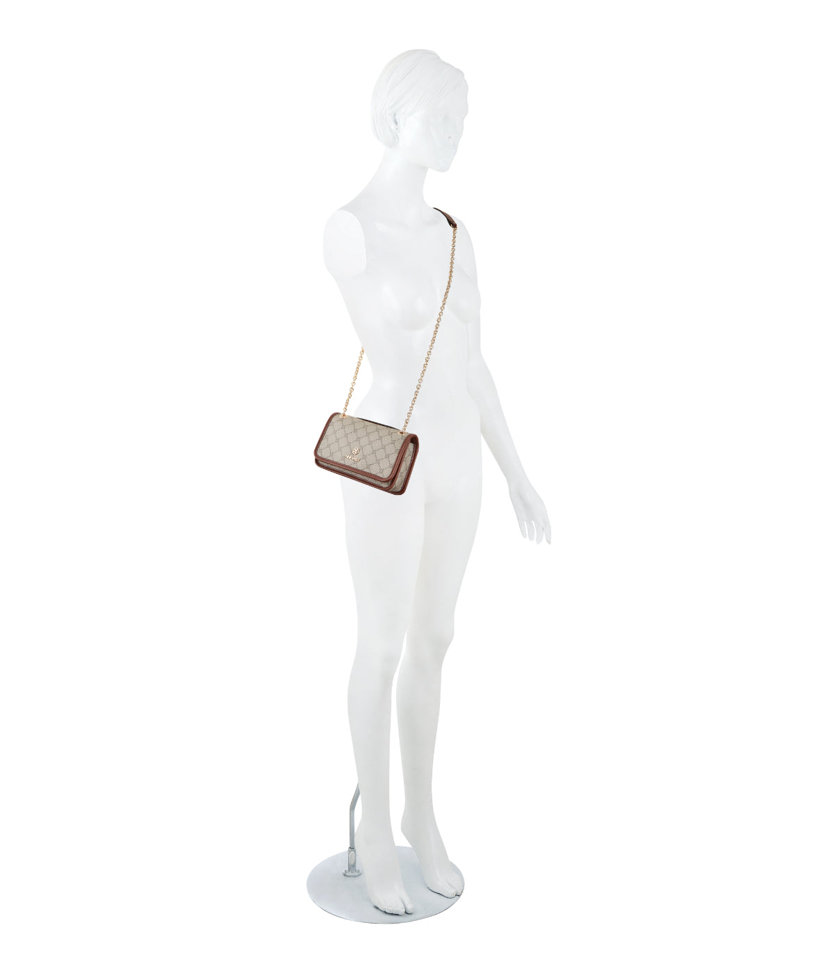  Nine West Saoirse Mini Convertible Crossbody Flap - Beige Logo/Mahogany - Bonton