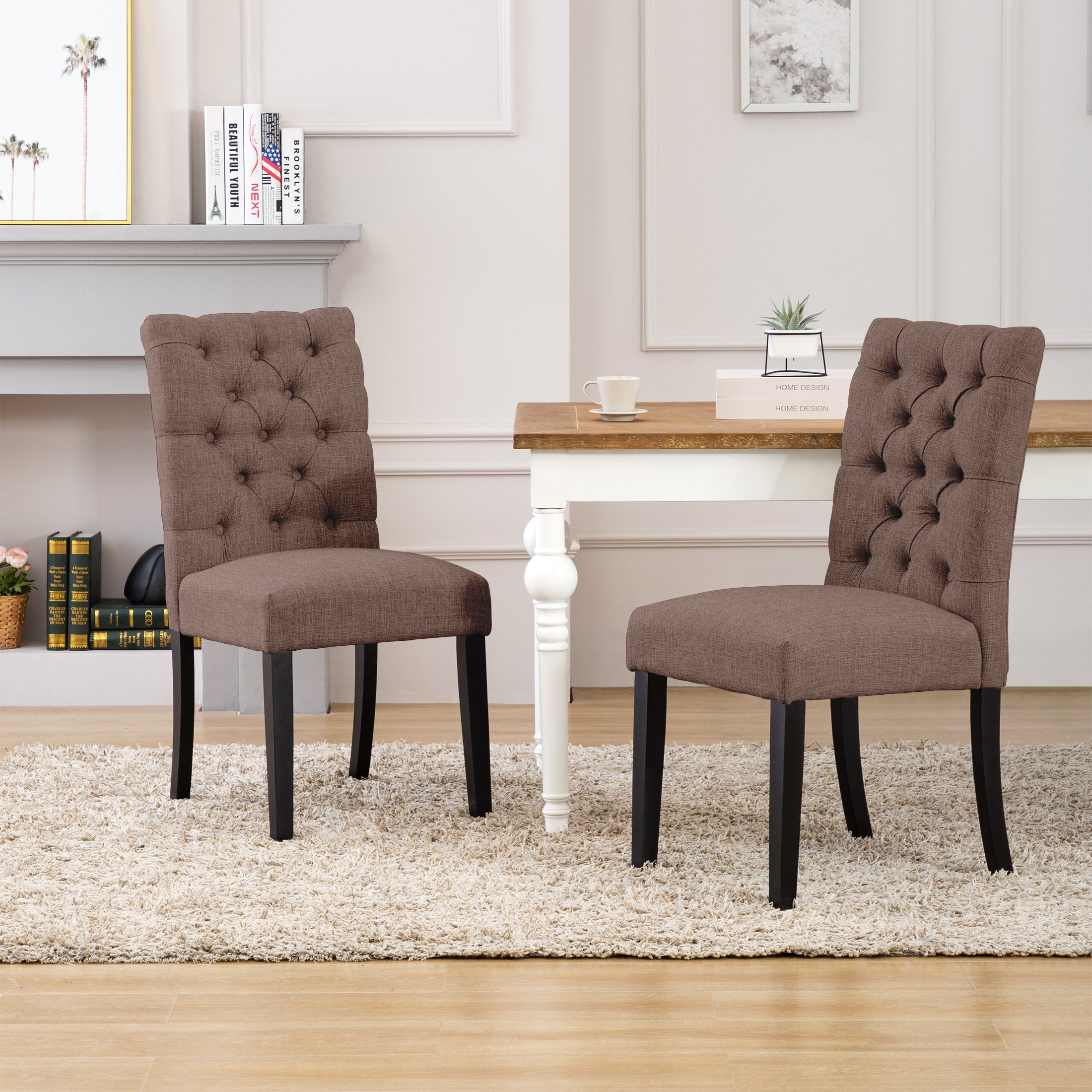  Westin Furniture Upholstered Button Tufted Dining Side Chair - Beige - Bonton