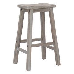 29" Solid Wood Saddle Bar Stool, Set of 2