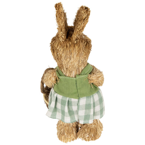 Sisal Easter Bunny Rabbit Spring Figure With Carrot Basket - 10.5"