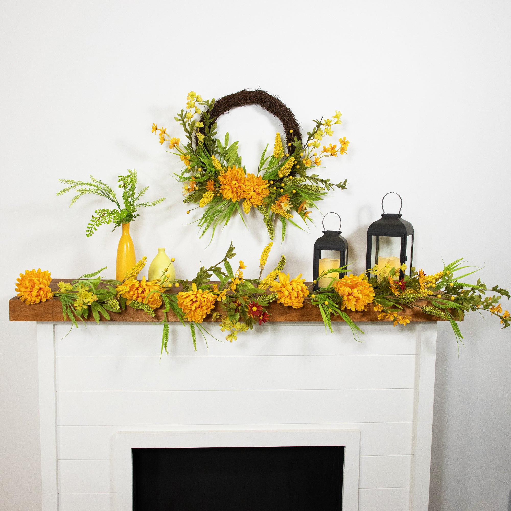  Northlight Peonies Artificial Fall Harvest Twig Wreath  22-Inch  Unlit - Default Title - Bonton