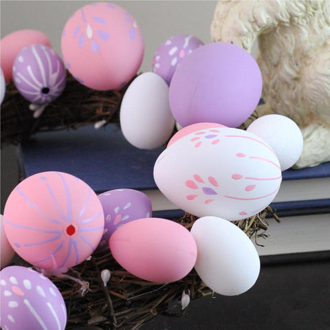 10" Pastel Pink  Purple and White Easter Egg Spring Wreath