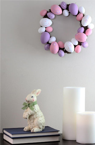 10" Pastel Pink  Purple and White Easter Egg Spring Wreath
