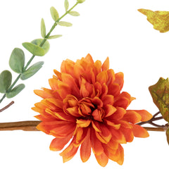 5.5' X 6" Autumn Harvest Orange and Yellow Mums With Maple Leaves Garland - Unlit