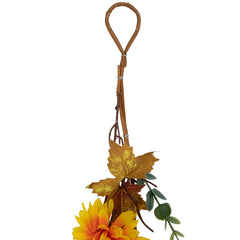 5.5' X 6" Autumn Harvest Orange and Yellow Mums With Maple Leaves Garland - Unlit