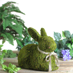 11" Green Moss Sitting Bunny Rabbit Spring Easter Figure
