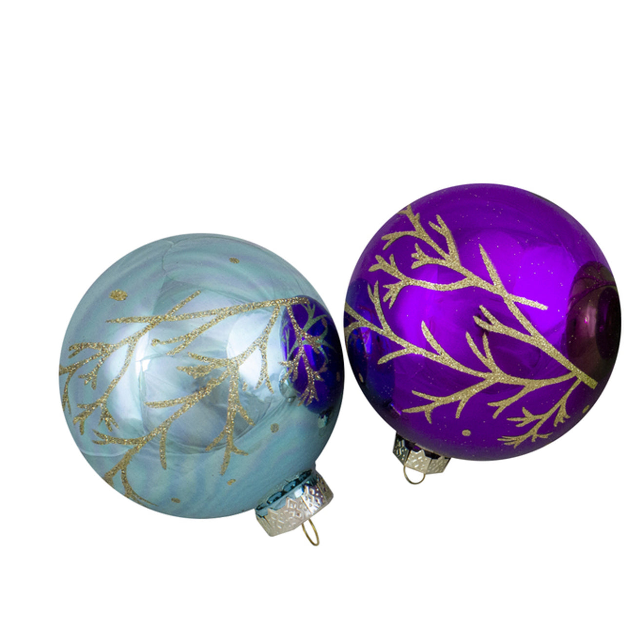  Northlight Set of 4 Multi-Color Shiny Glass Ball Christmas Ornaments 4-Inch (100mm) - Default Title - Bonton
