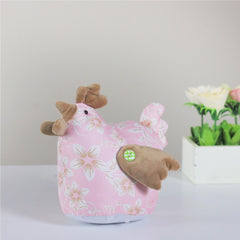 Country Floral Spring Hen Easter Figure - 8" - Pink and Brown