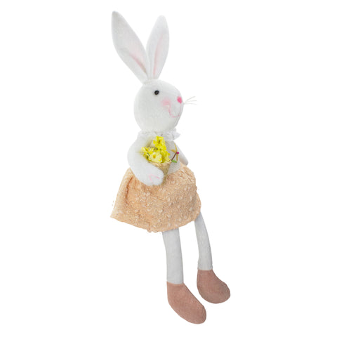 Girl Bunny Rabbit Easter and Spring Figure - 24" - White and Pink