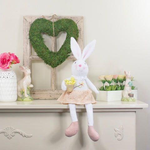 Girl Bunny Rabbit Easter and Spring Figure - 24" - White and Pink