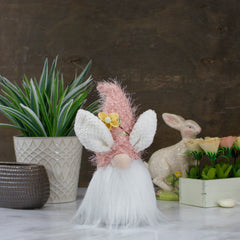 Easter and Spring Gnome Head With Bunny Ears - 12" - Pink and White