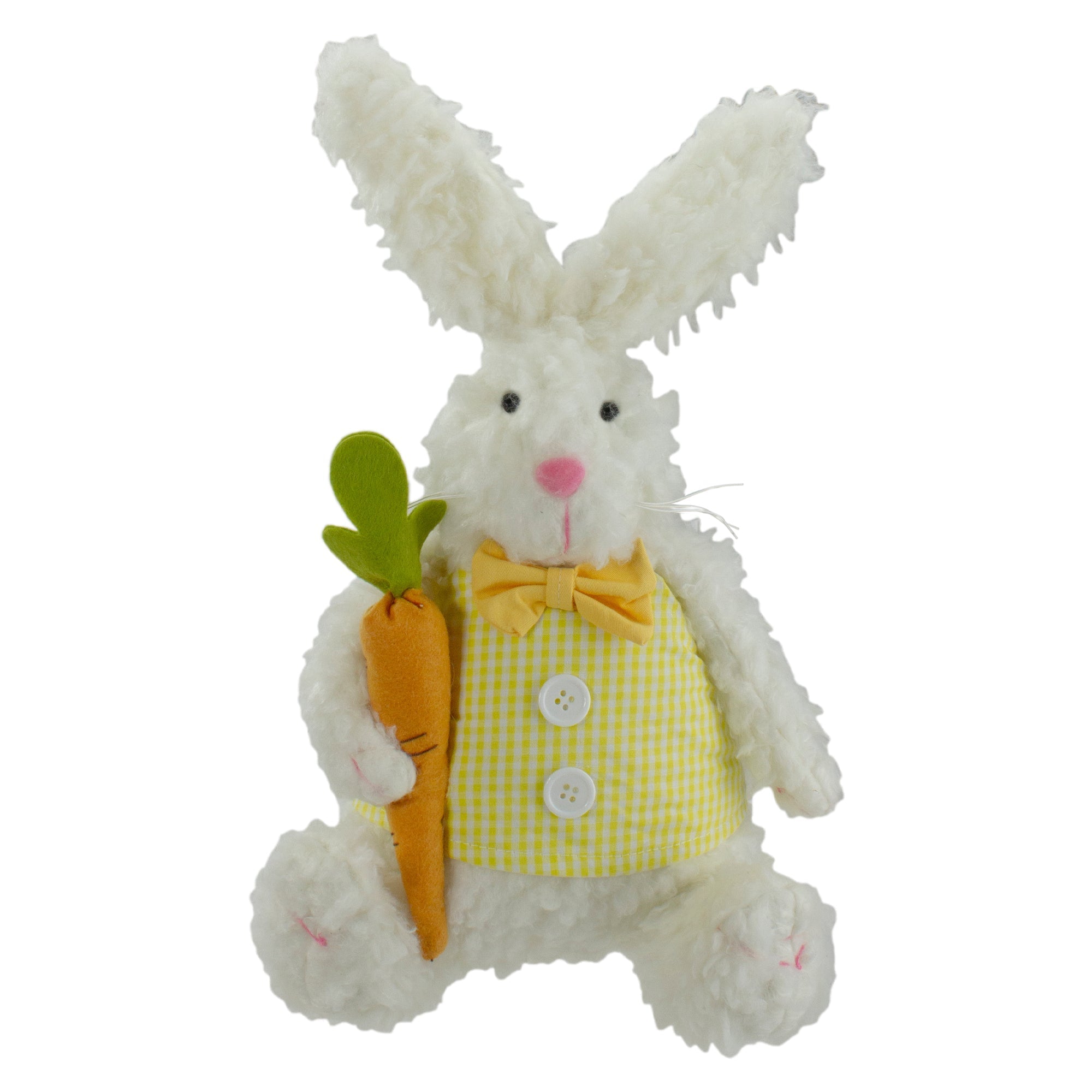  Plush White Sitting Easter Bunny Rabbit with Carrot - White - Bonton