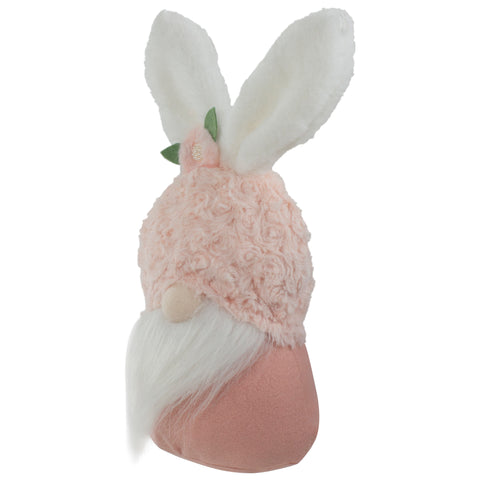 Easter and Spring Floral Gnome Head With Bunny Ears - 14" - Pink and White
