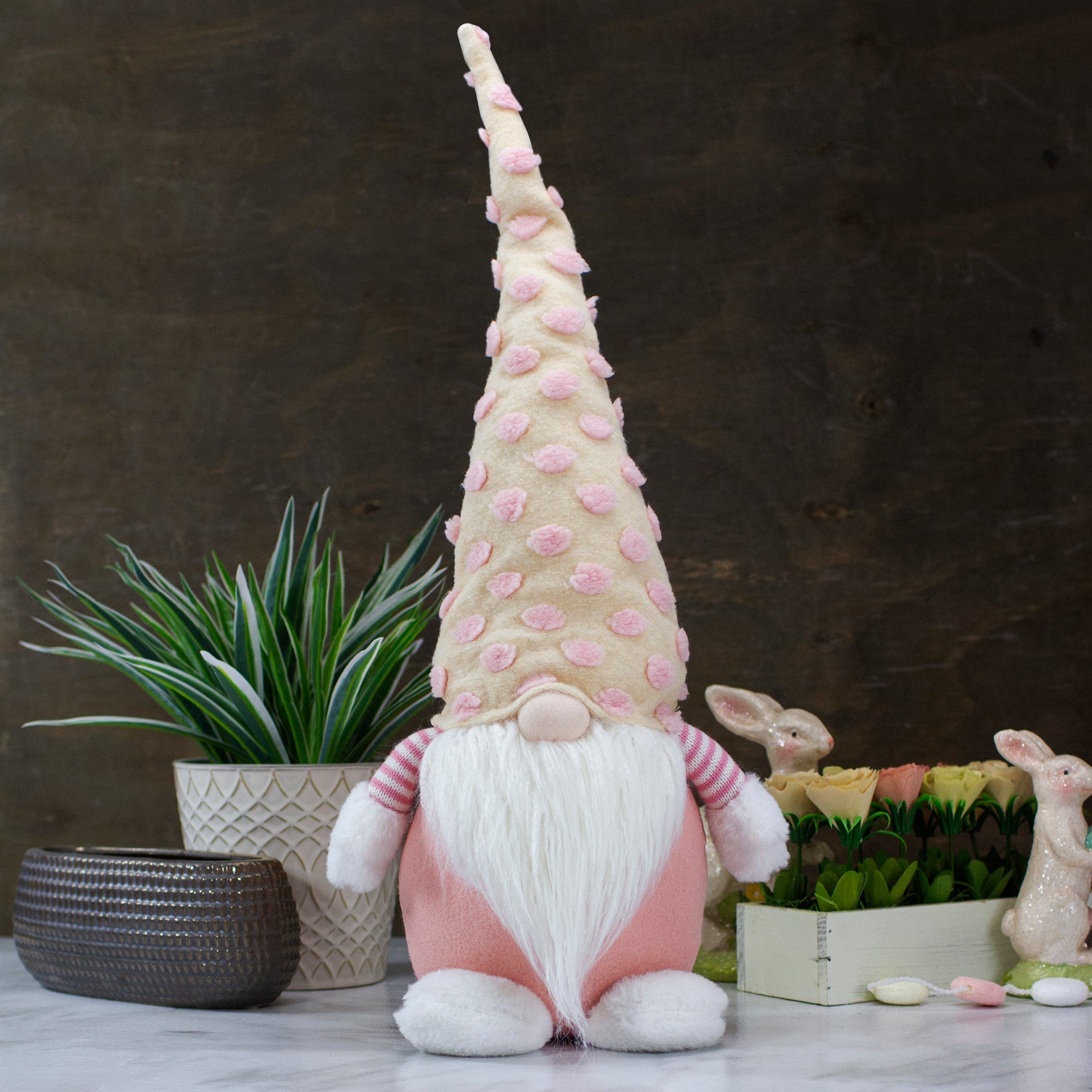  Plush Gnome Figure with a Polka Dot Hat, 24