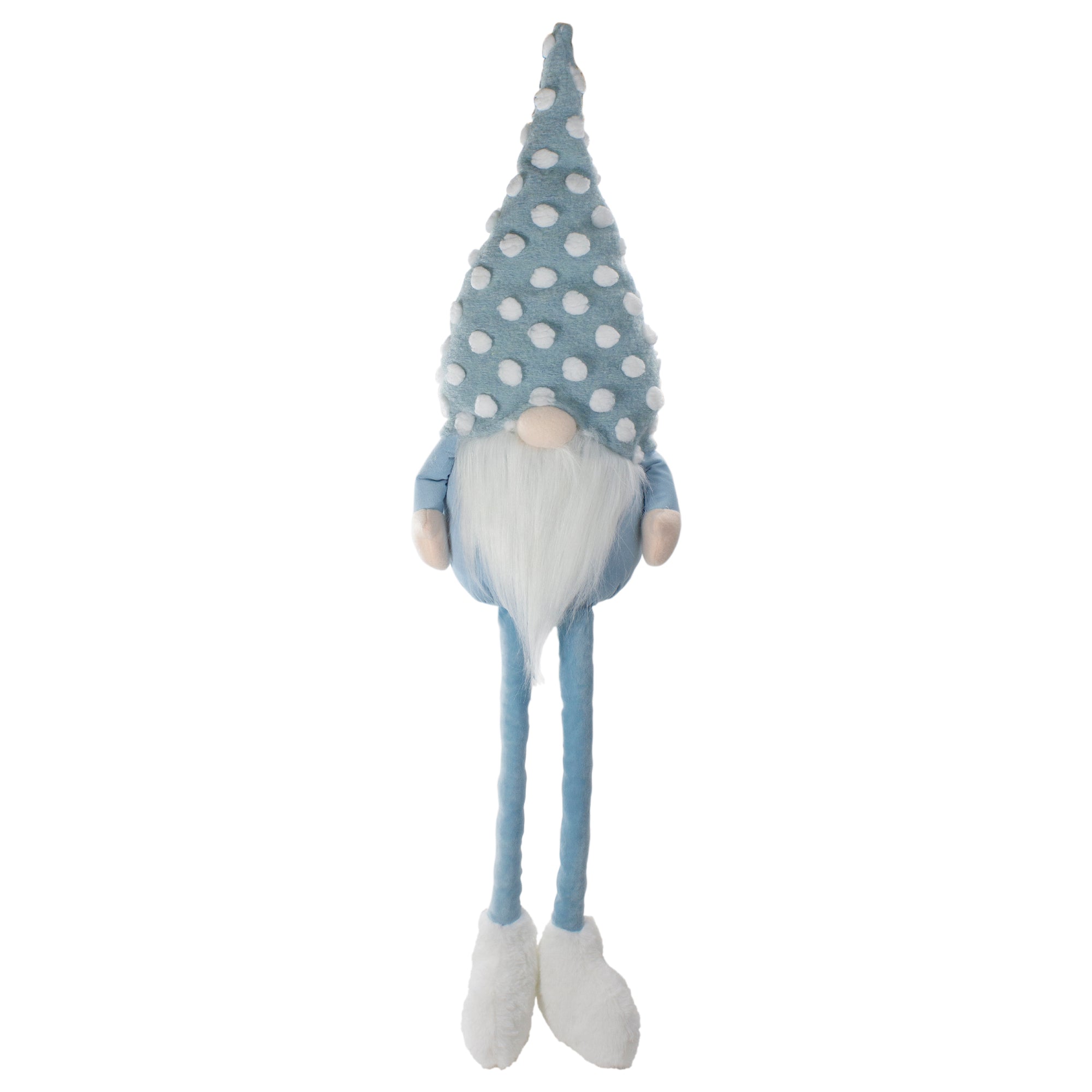  Blue & White Sitting Gnome with a Polka Dot Hat, 34