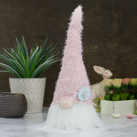 Spring Gnome Head With a Flower - 16" - Pink and White