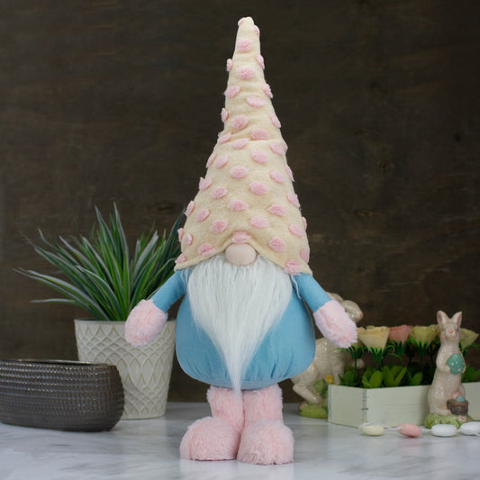 Standing Spring Plush Gnome with a Polka Dot Hat, 22"