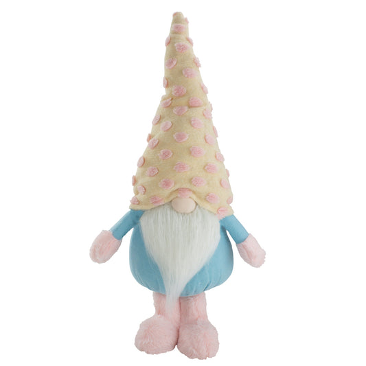 Standing Spring Plush Gnome with a Polka Dot Hat, 22"